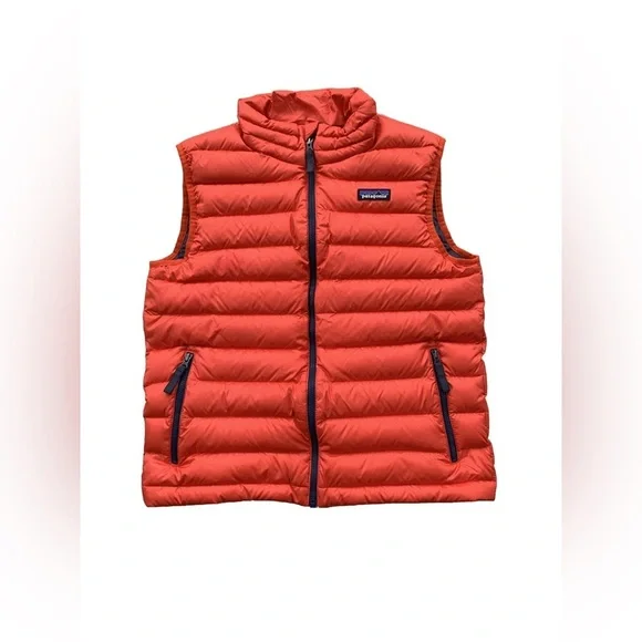 Patagonia Size L, 12, Orange Down Sweater Puffer Vest - Picture 1 of 11